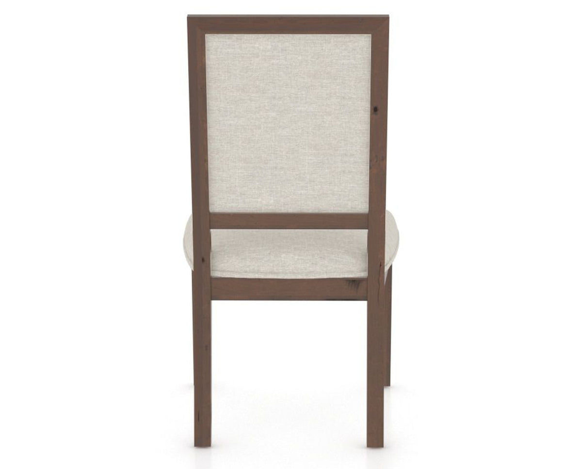 Canadel Loft Upholstered Dining Chair 312A in TB Fabric and 19 Cognac Washed, back view