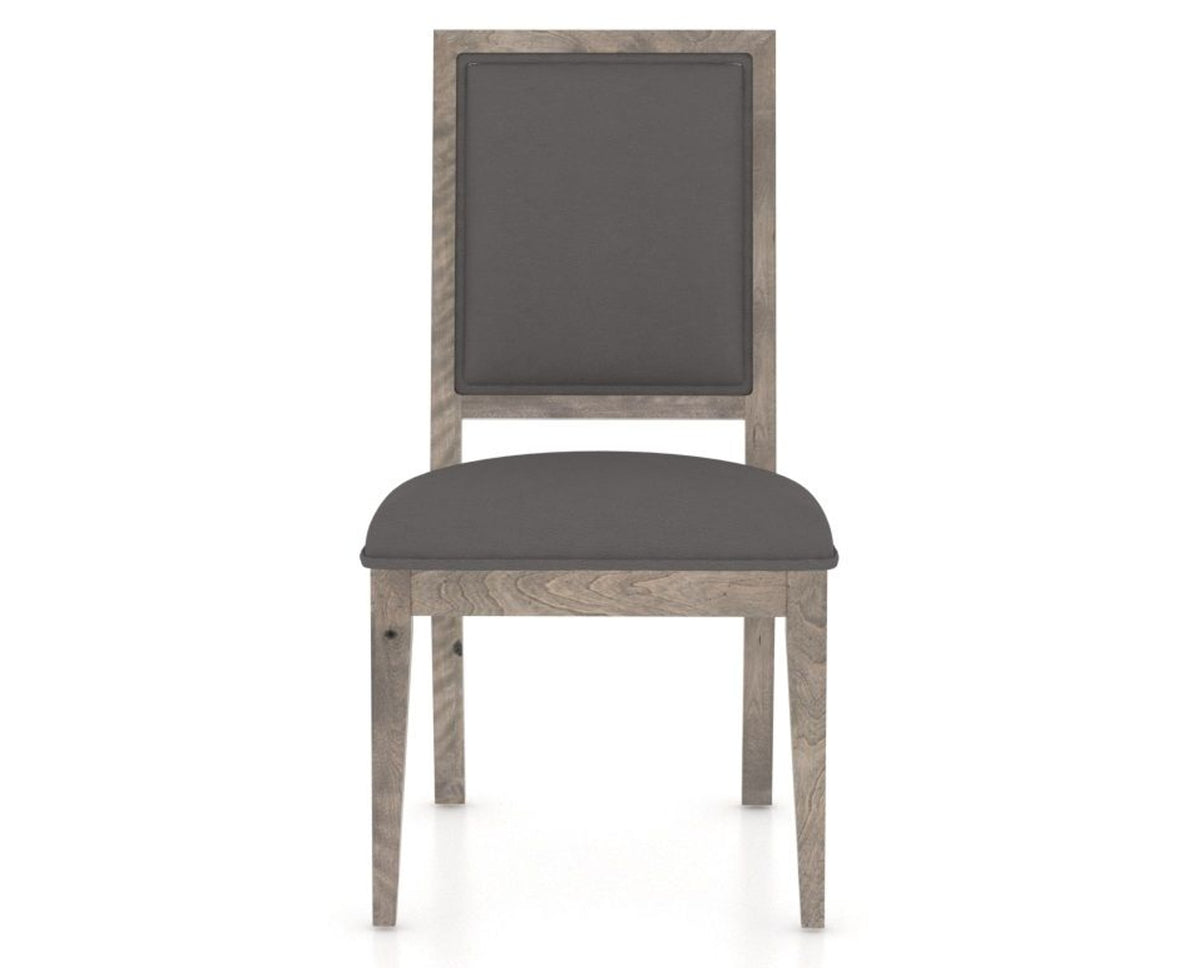 Canadel Loft Upholstered Dining Chair 312A in Shadow & Faux Leather XU, front view