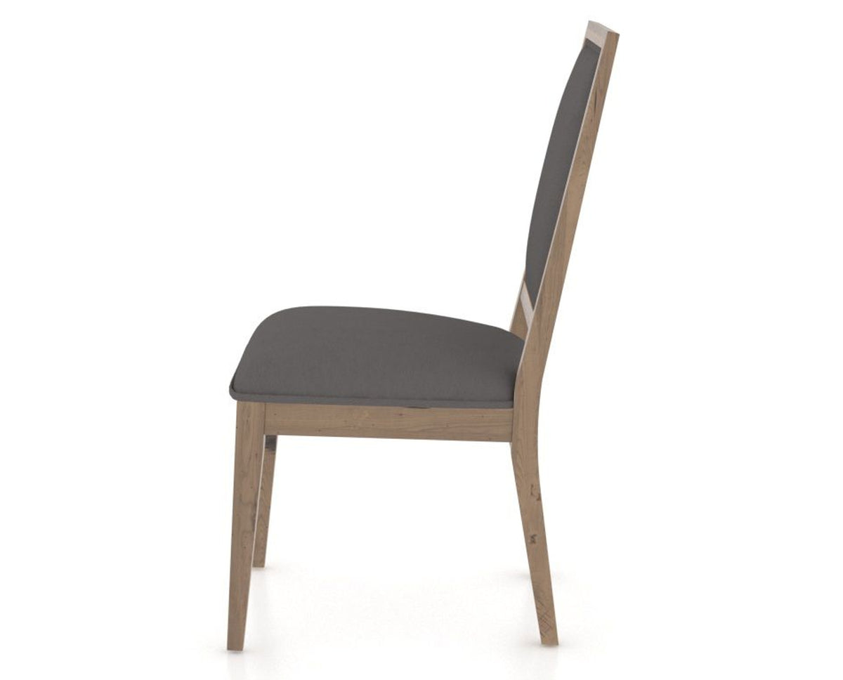 Canadel Loft Upholstered Dining Chair 312A in XU Faux Leather and 25 Pecan Washed, side view