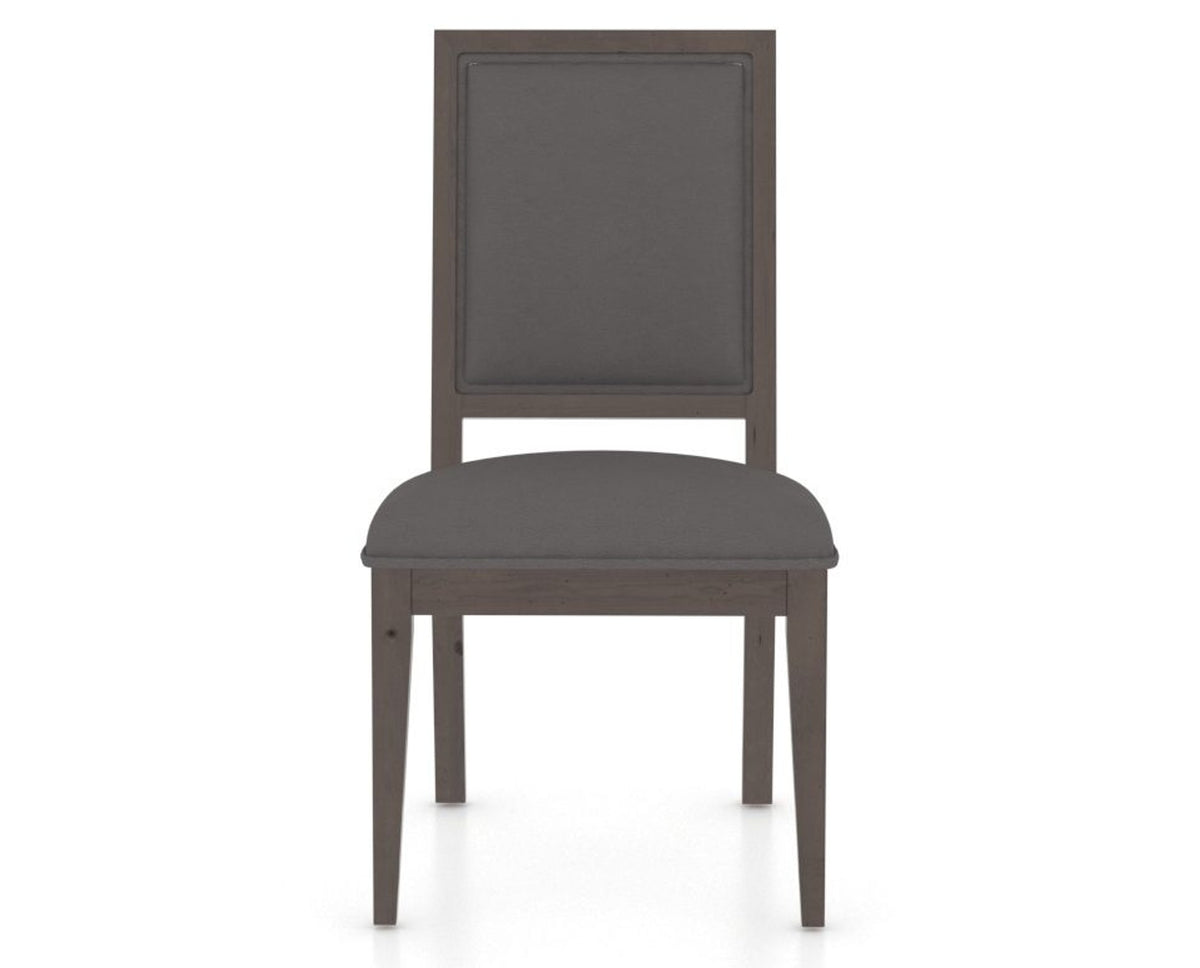 Canadel Loft Upholstered Dining Chair 312A in XU Faux Leather and 29 Hazelnut Washed, front view