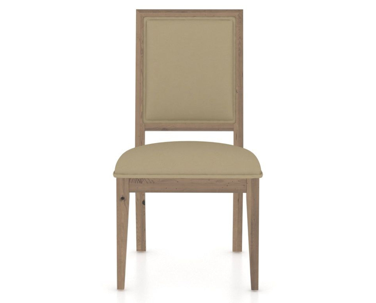 Canadel Loft Upholstered Dining Chair 312A in XY Faux Leather and 25 Pecan Washed, front view