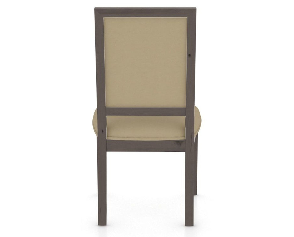 Canadel Loft Upholstered Dining Chair 312A in XY Faux Leather and 29 Hazelnut Washed, back view