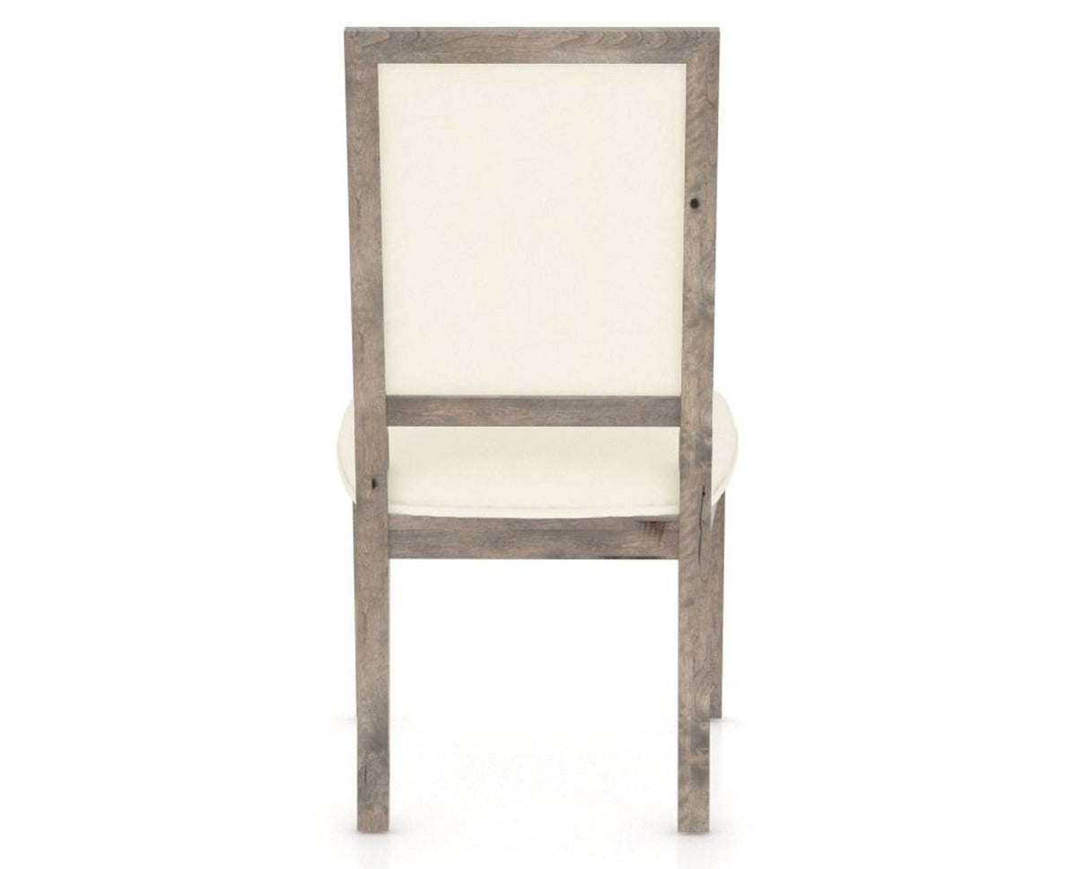 Canadel Loft Upholstered Dining Chair 312A in YJ Faux Leather and 08 Shadow, back view