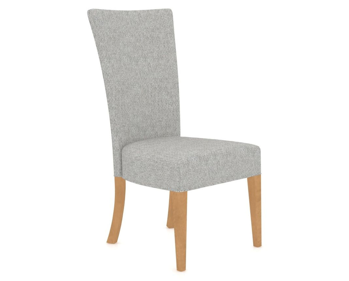 Canadel Upholstered Dining Chair 5013 in 7C Fabric and 20 Caramel Washed, three-quarter view