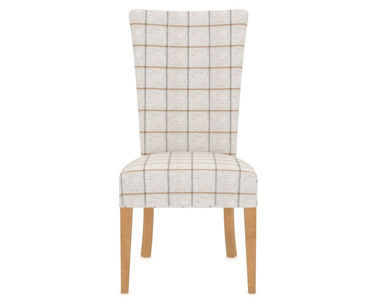 Canadel Upholstered Dining Chair 5013 in OZ Fabric and 20 Caramel Washed, front view