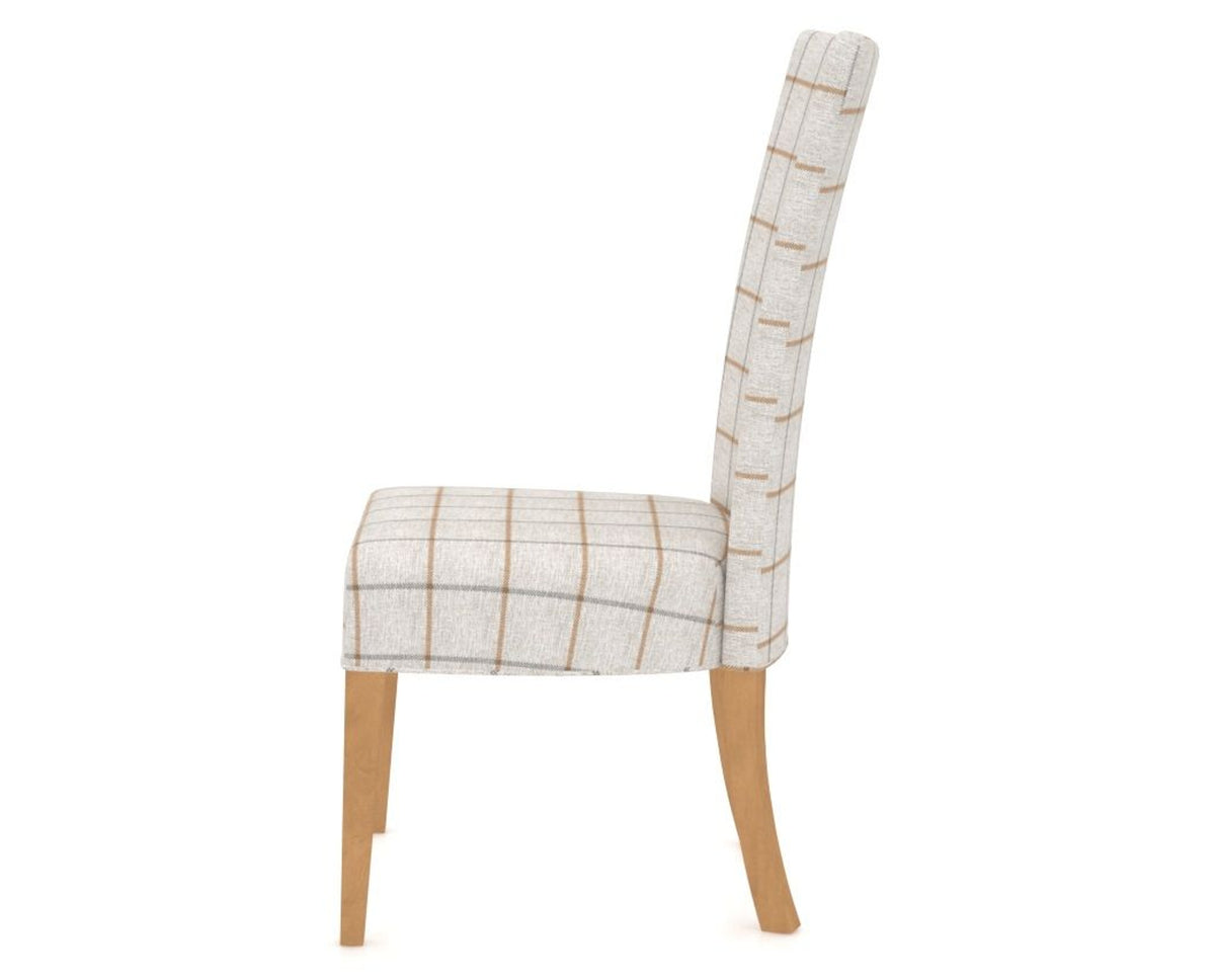 Canadel Upholstered Dining Chair 5013 in OZ Fabric and 20 Caramel Washed, side view