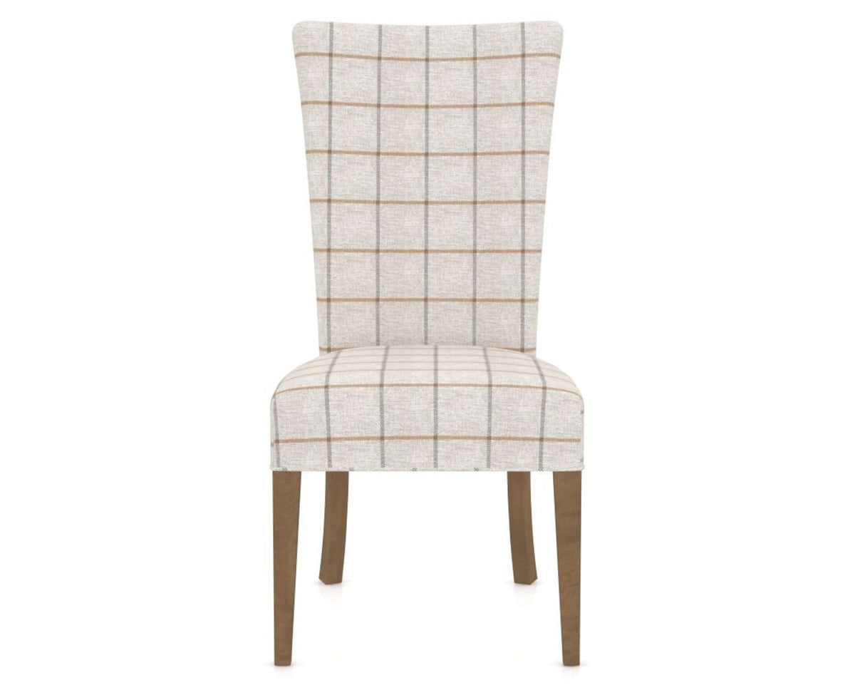 Canadel Upholstered Dining Chair 5013 in OZ Fabric and 25 Pecan Washed, front view