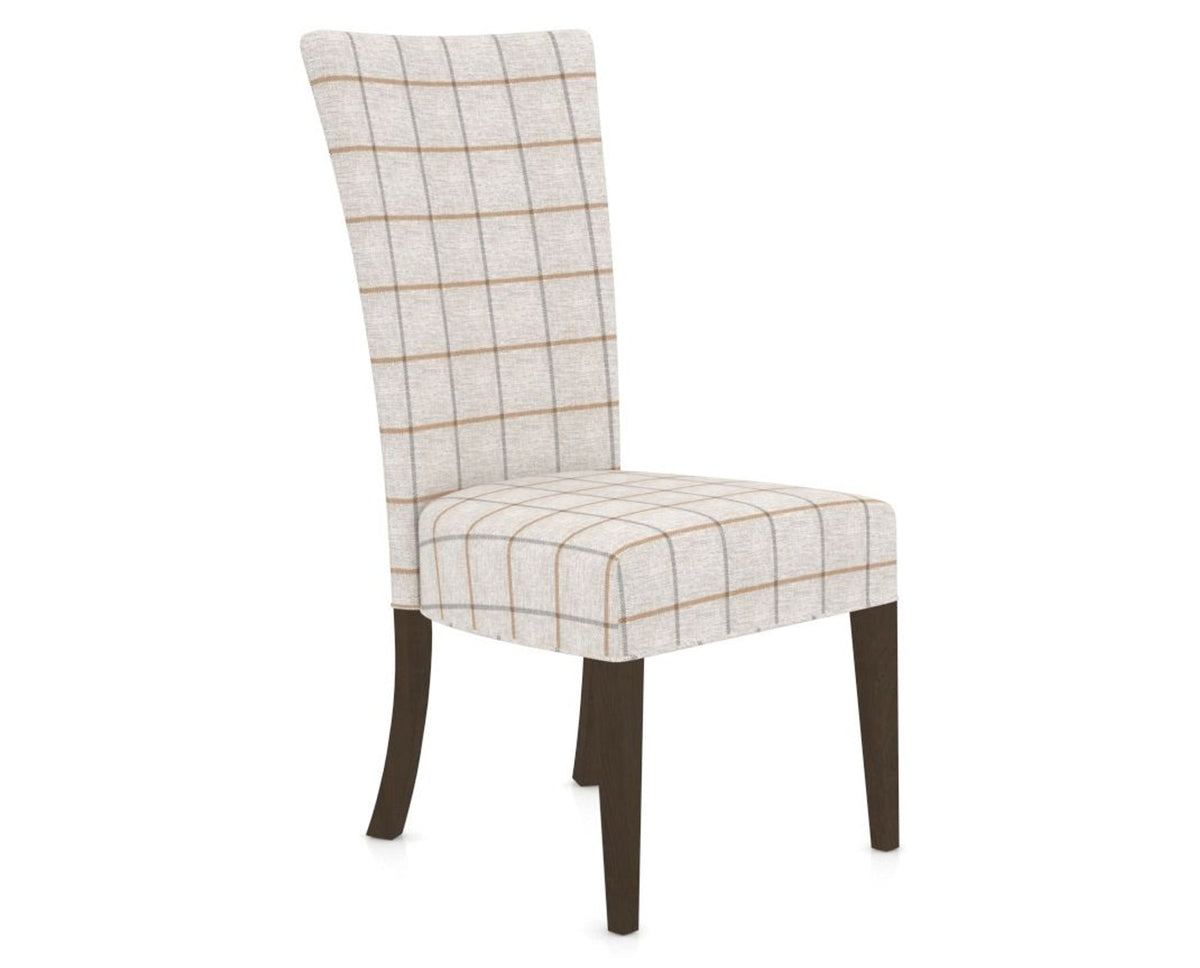 Canadel Upholstered Dining Chair 5013 in OZ Fabric and 29 Hazelnut Washed, three-quarter view