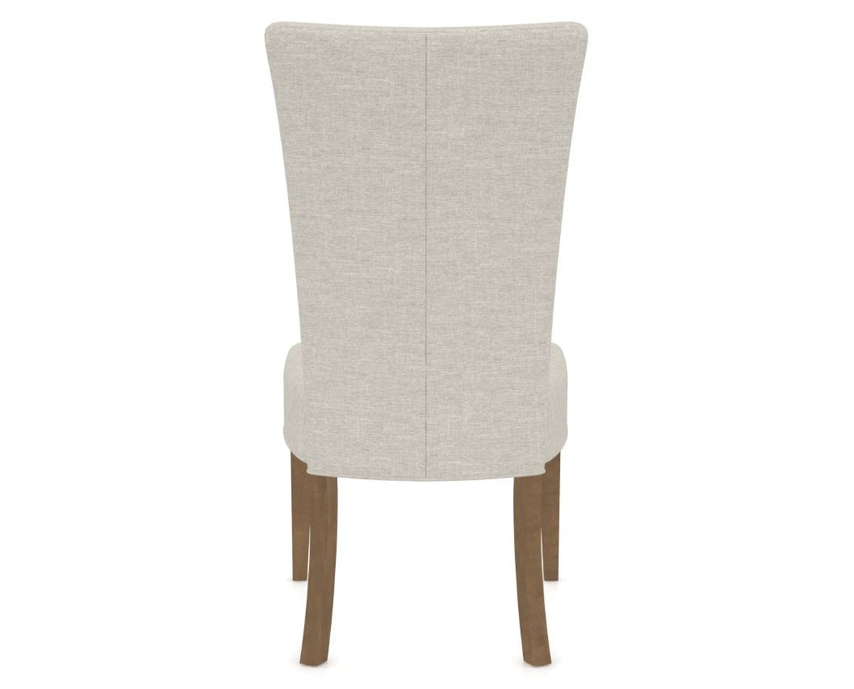 Canadel Upholstered Dining Chair 5013 in TB Fabric and 25 Pecan Washed, back view