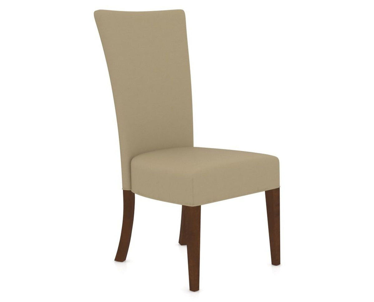 Canadel Upholstered Dining Chair 5013 in XY Faux Leather and 19 Cognac Washed, three-quarter view