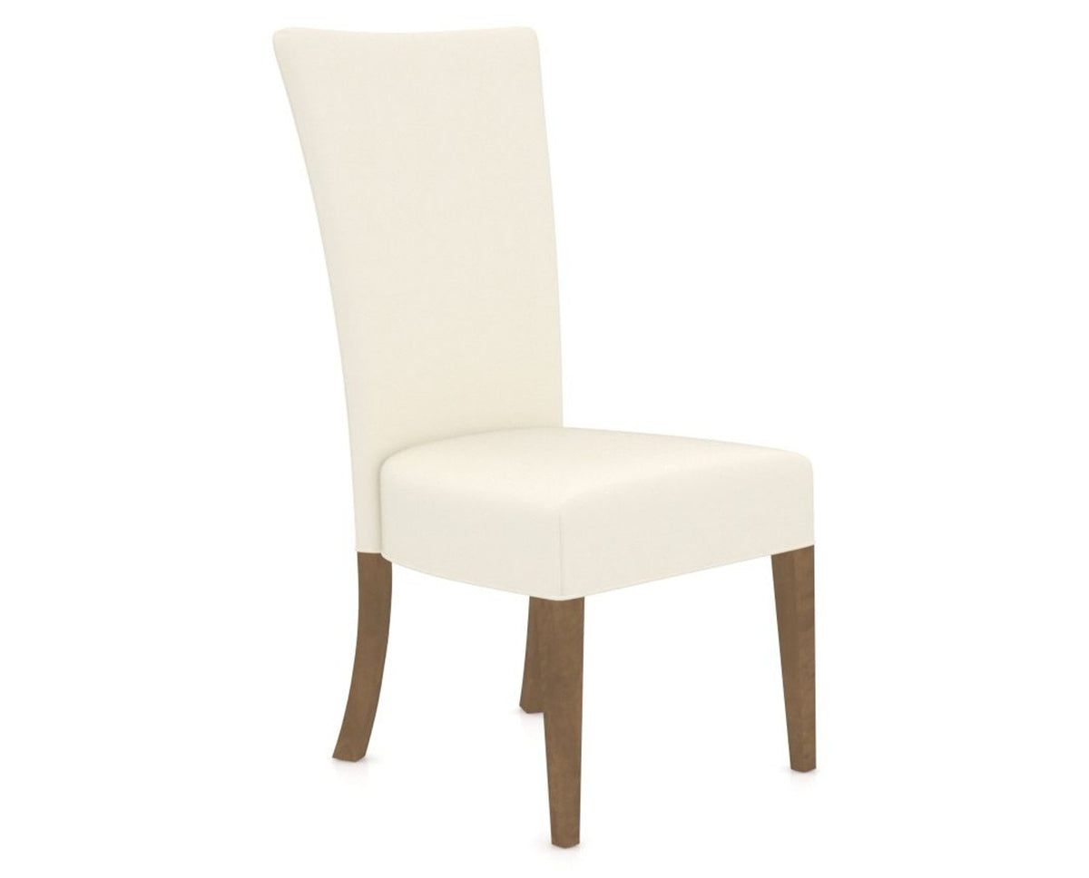 Canadel Upholstered Dining Chair 5013 in YJ Faux Leather and 25 Pecan Washed, three-quarter view
