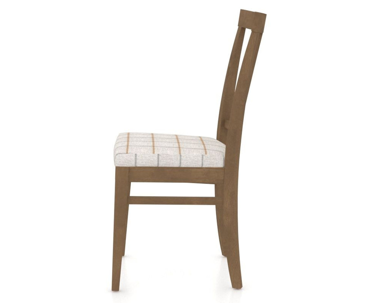 Canadel Dining Chair 5024 in OZ Fabric and 25 Pecan Washed, side view