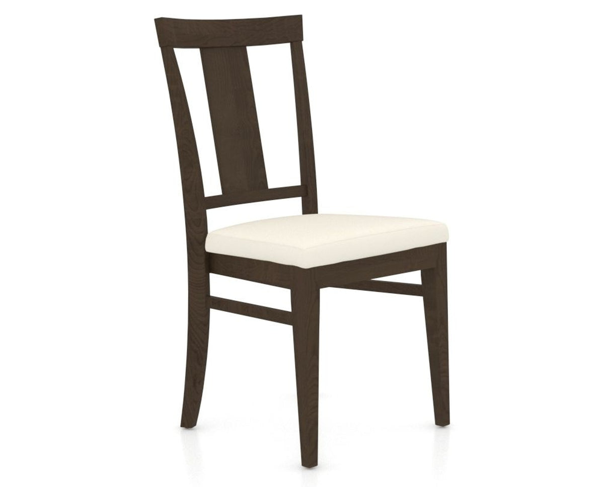 Canadel Dining Chair 5024 in YJ Faux Leather and 29 Hazelnut Washed, three-quarter view