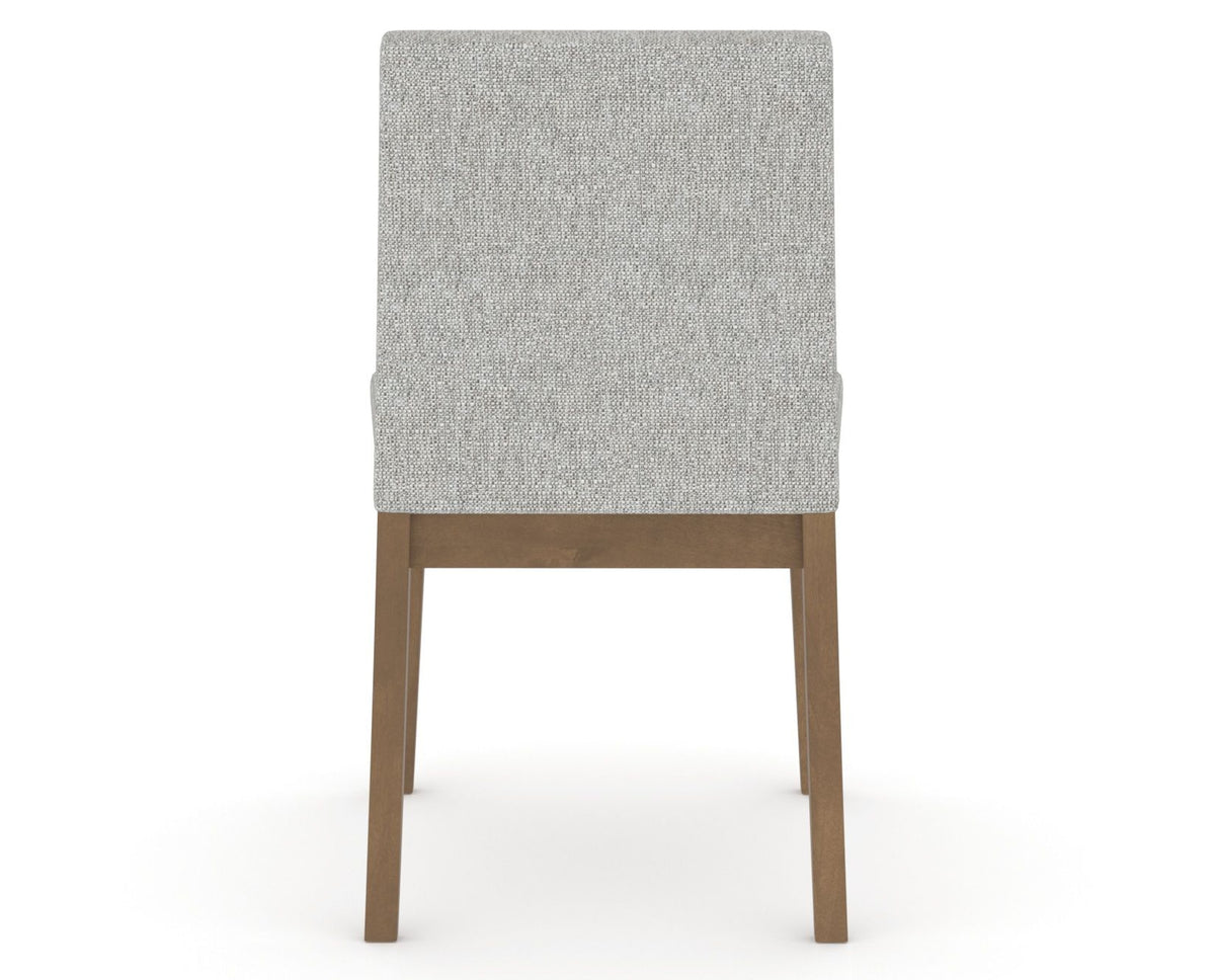 Canadel Upholstered Dining Chair 5038 in 7C Fabric and 25 Pecan Washed, back view