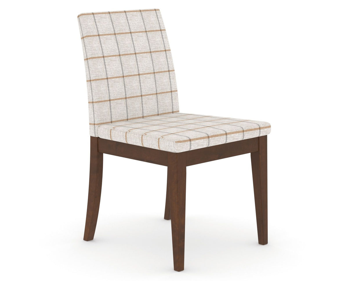 Canadel Upholstered Dining Chair 5038 in OZ Fabric and 19 Cognac Washed, three-quarter view