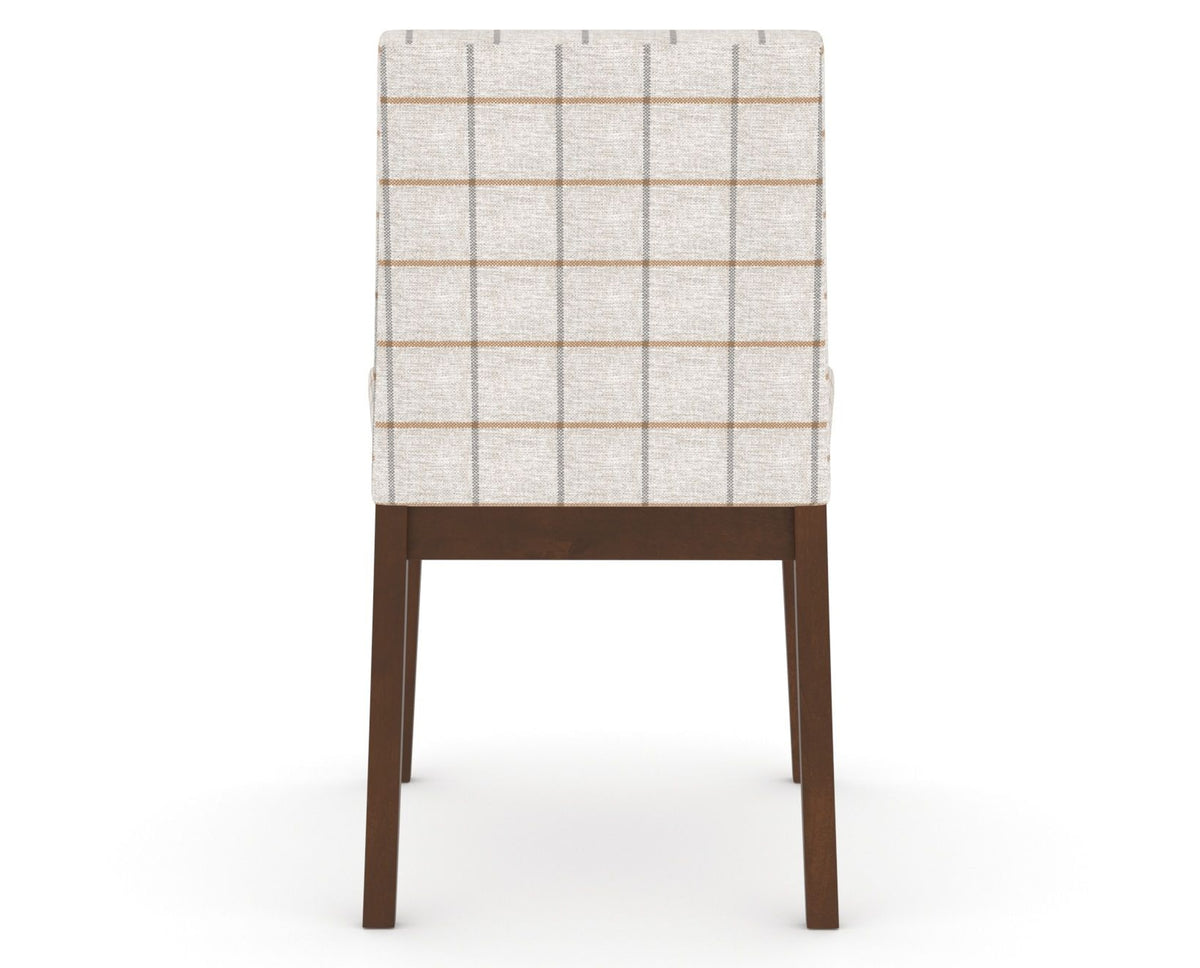 Canadel Upholstered Dining Chair 5038 in OZ Fabric and 19 Cognac Washed, back view
