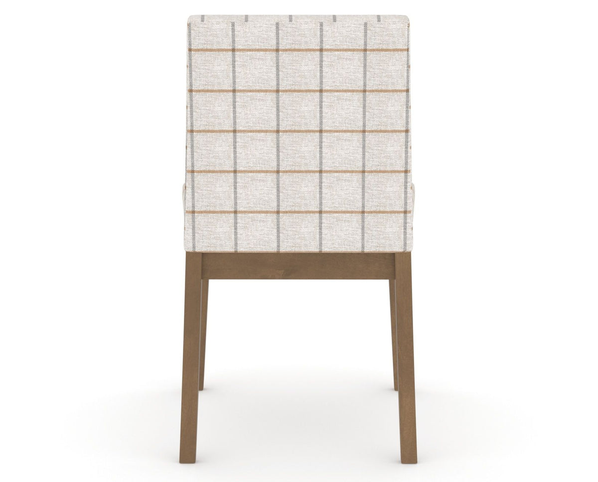 Canadel Upholstered Dining Chair 5038 in OZ Fabric and 25 Pecan Washed, back view