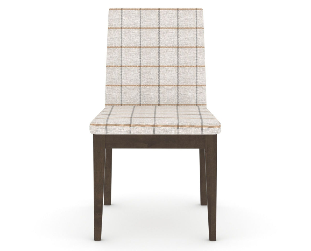 Canadel Upholstered Dining Chair 5038 in OZ Fabric and 29 Hazelnut Washed, front view