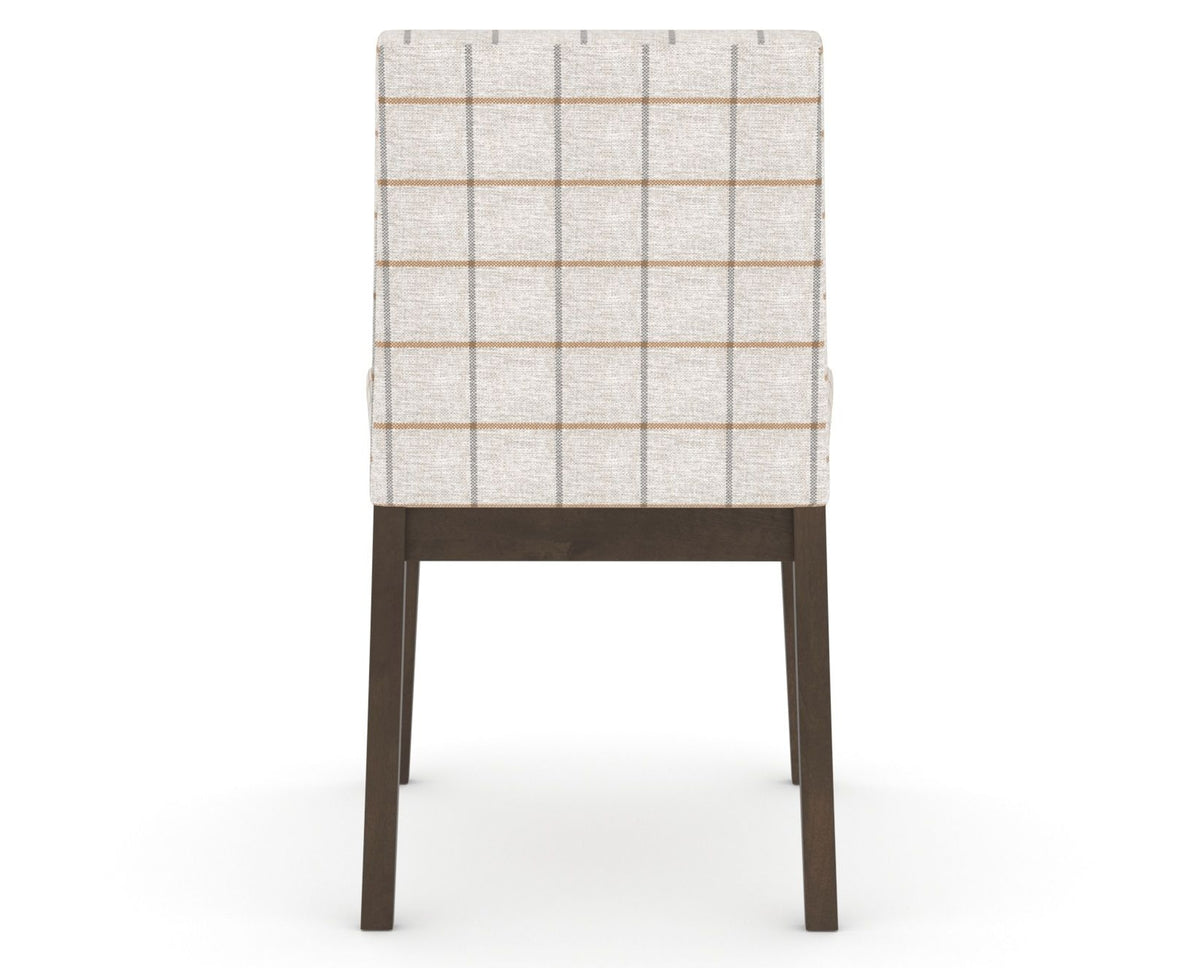 Canadel Upholstered Dining Chair 5038 in OZ Fabric and 29 Hazelnut Washed, back view
