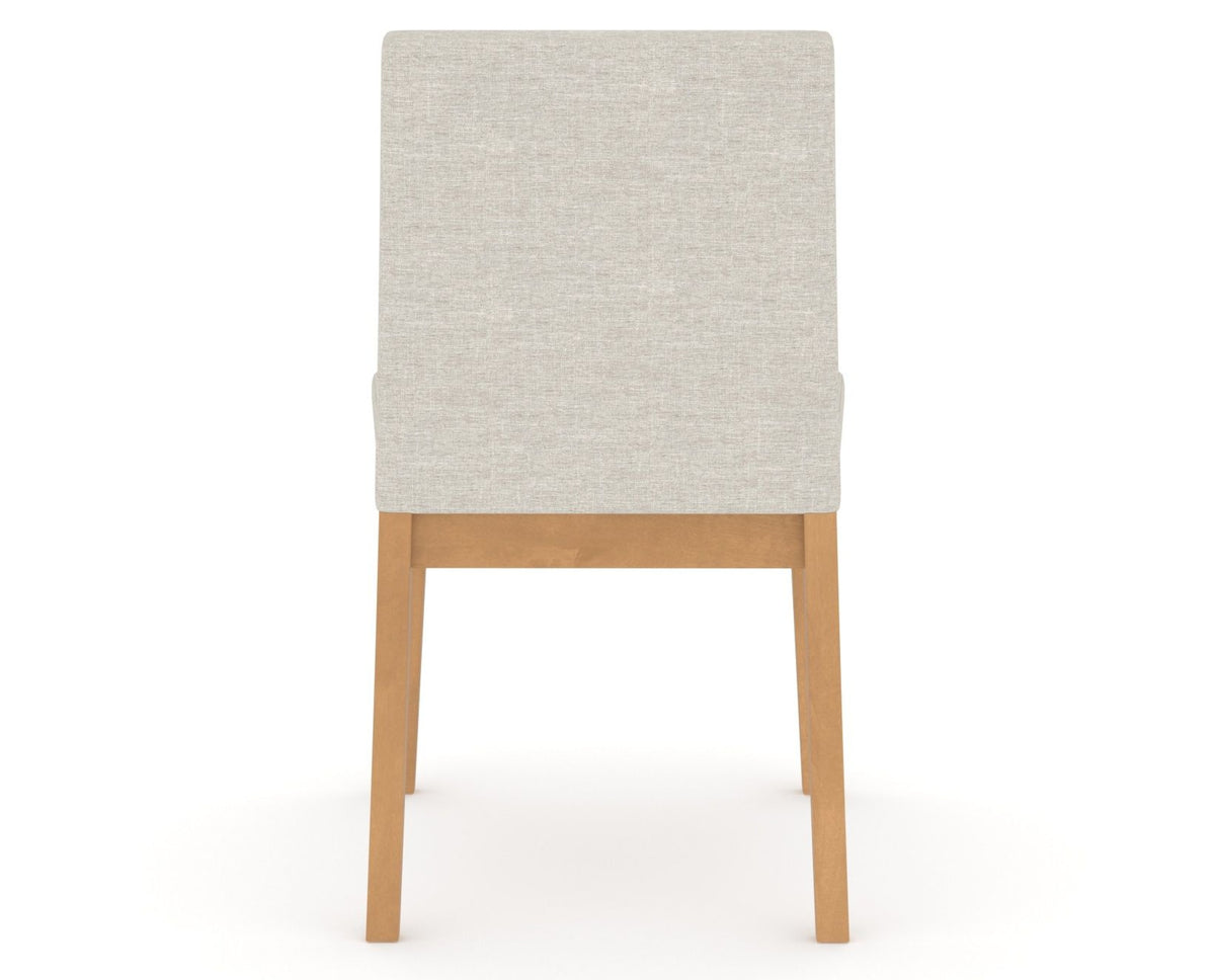Canadel Upholstered Dining Chair 5038 in TB Fabric and 20 Caramel Washed, back view