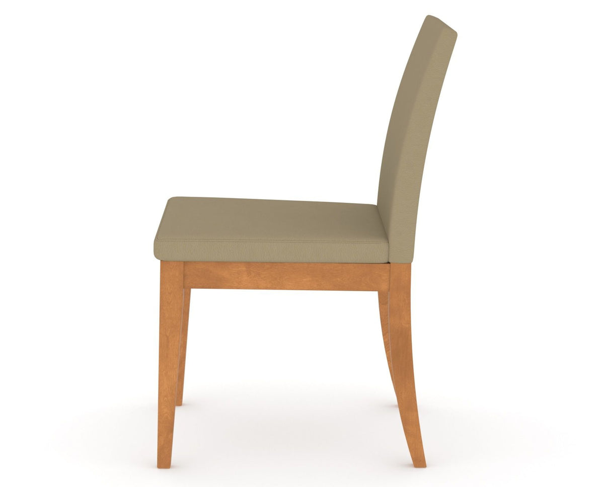 Canadel Upholstered Dining Chair 5038 in XY Faux Leather and 01 Honey Washed, side view