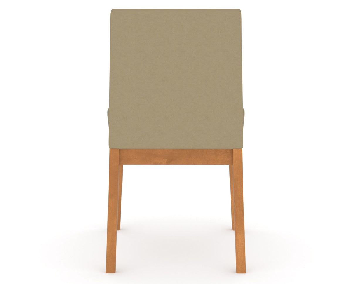 Canadel Upholstered Dining Chair 5038 in XY Faux Leather and 01 Honey Washed, back view