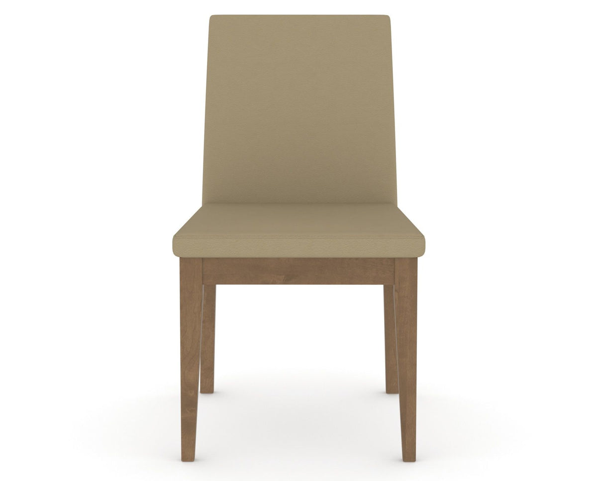 Canadel Upholstered Dining Chair 5038 in XY Faux Leather and 25 Pecan Washed, front view