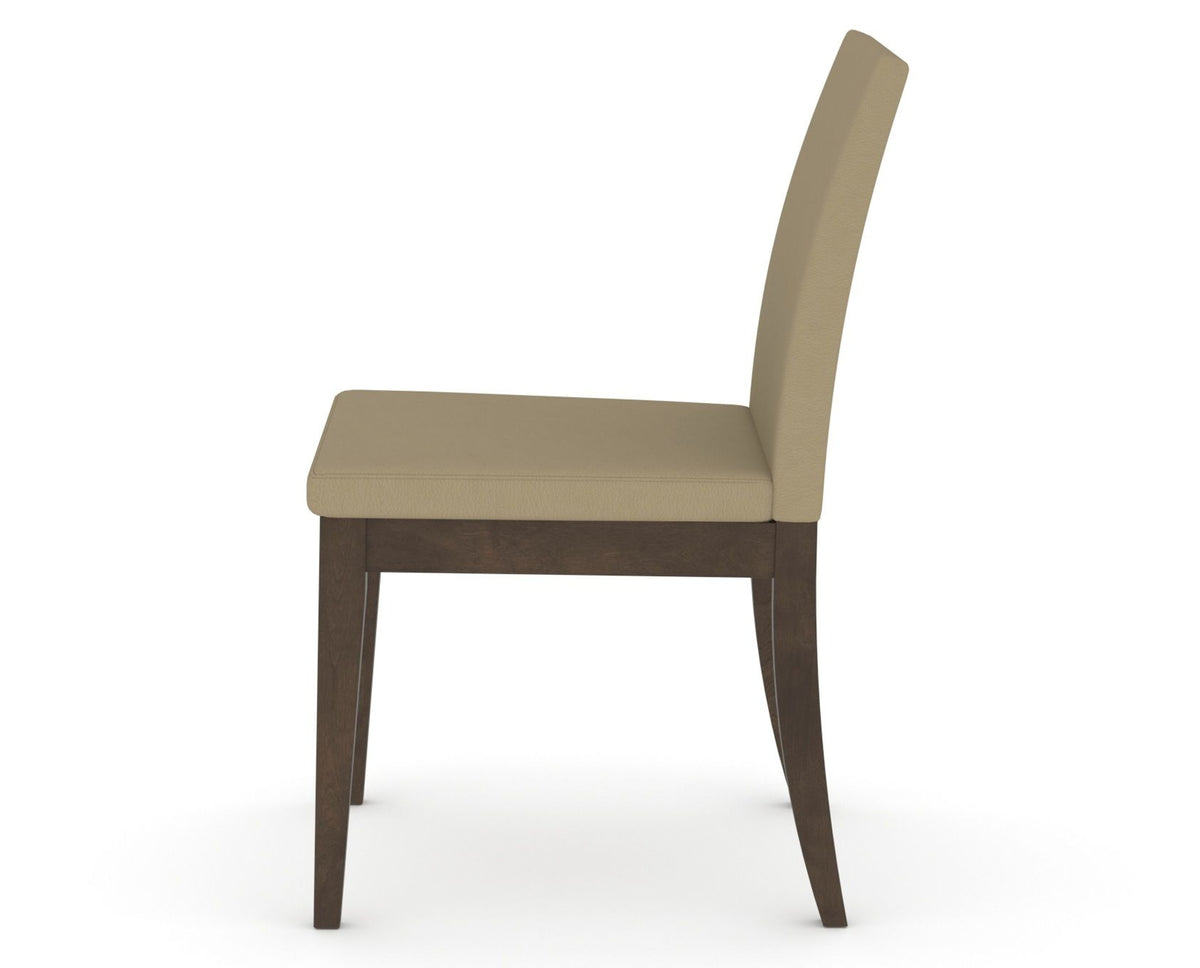Canadel Upholstered Dining Chair 5038 in XY Faux Leather and 29 Hazelnut Washed, side view