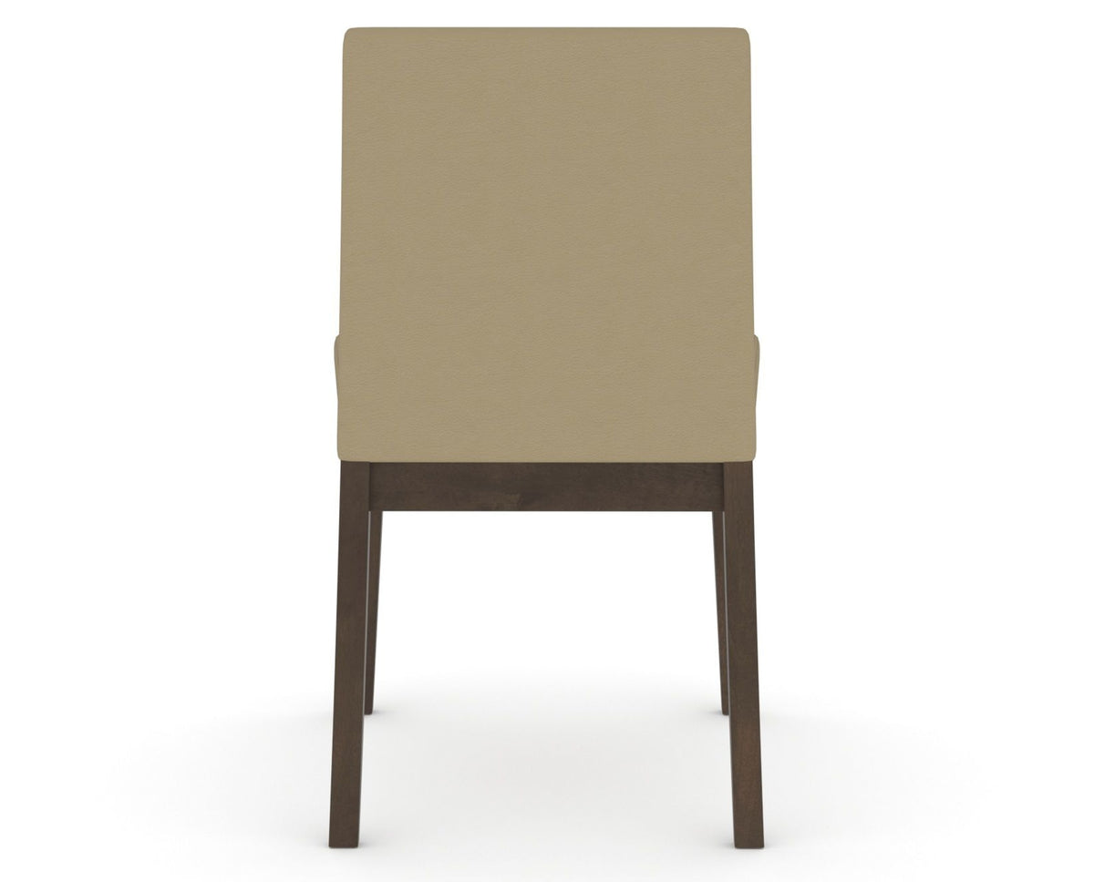 Canadel Upholstered Dining Chair 5038 in XY Faux Leather and 29 Hazelnut Washed, back view