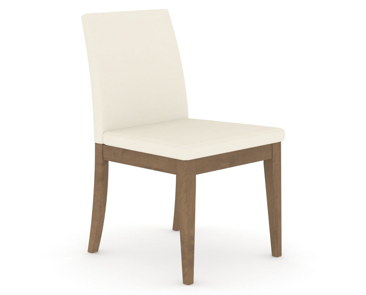 Canadel Upholstered Dining Chair 5038 in YJ Faux Leather and 25 Pecan Washed, three-quarter view