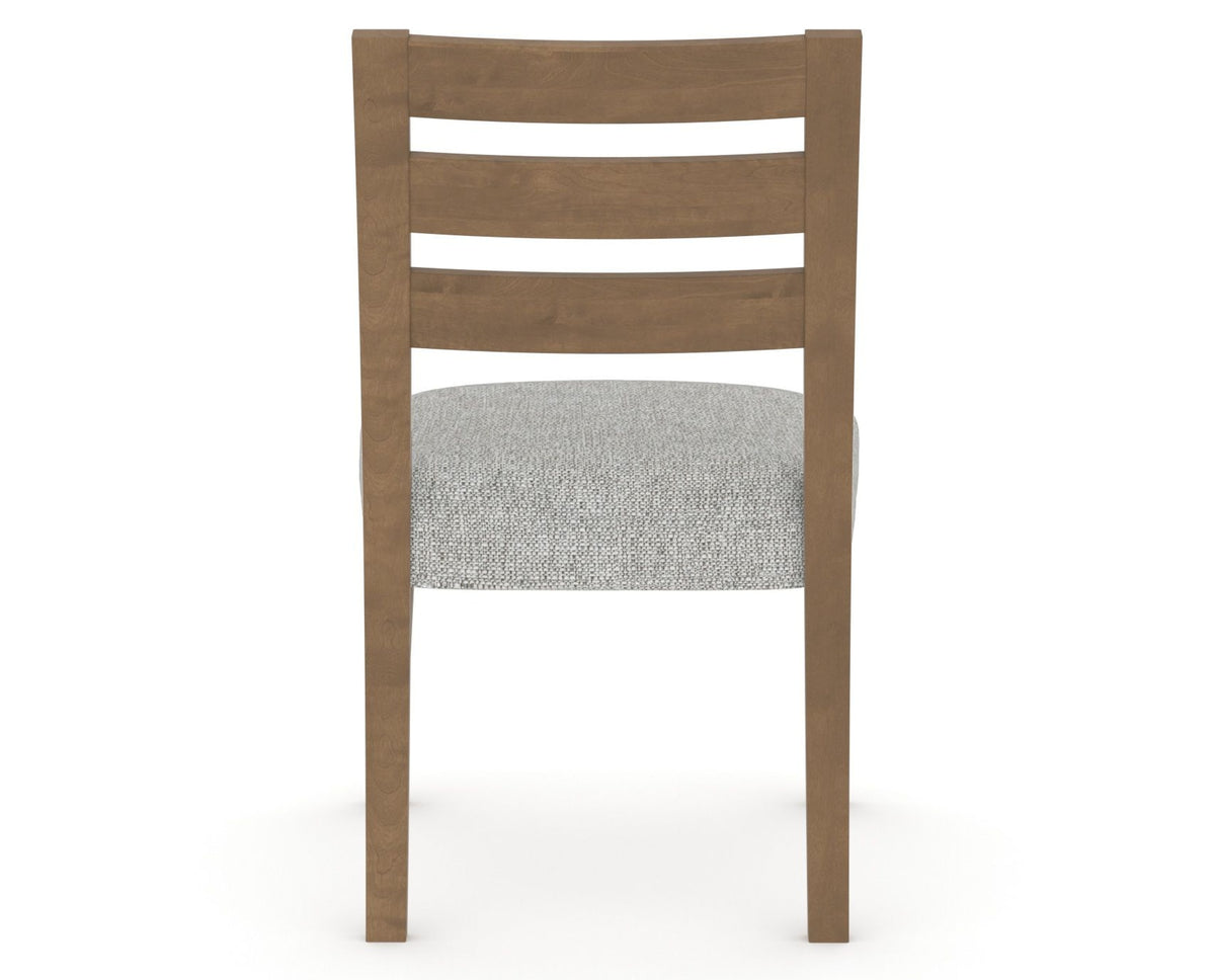 Canadel Upholstered Dining Chair 5039 in 7C Fabric and 25 Pecan Washed, back view
