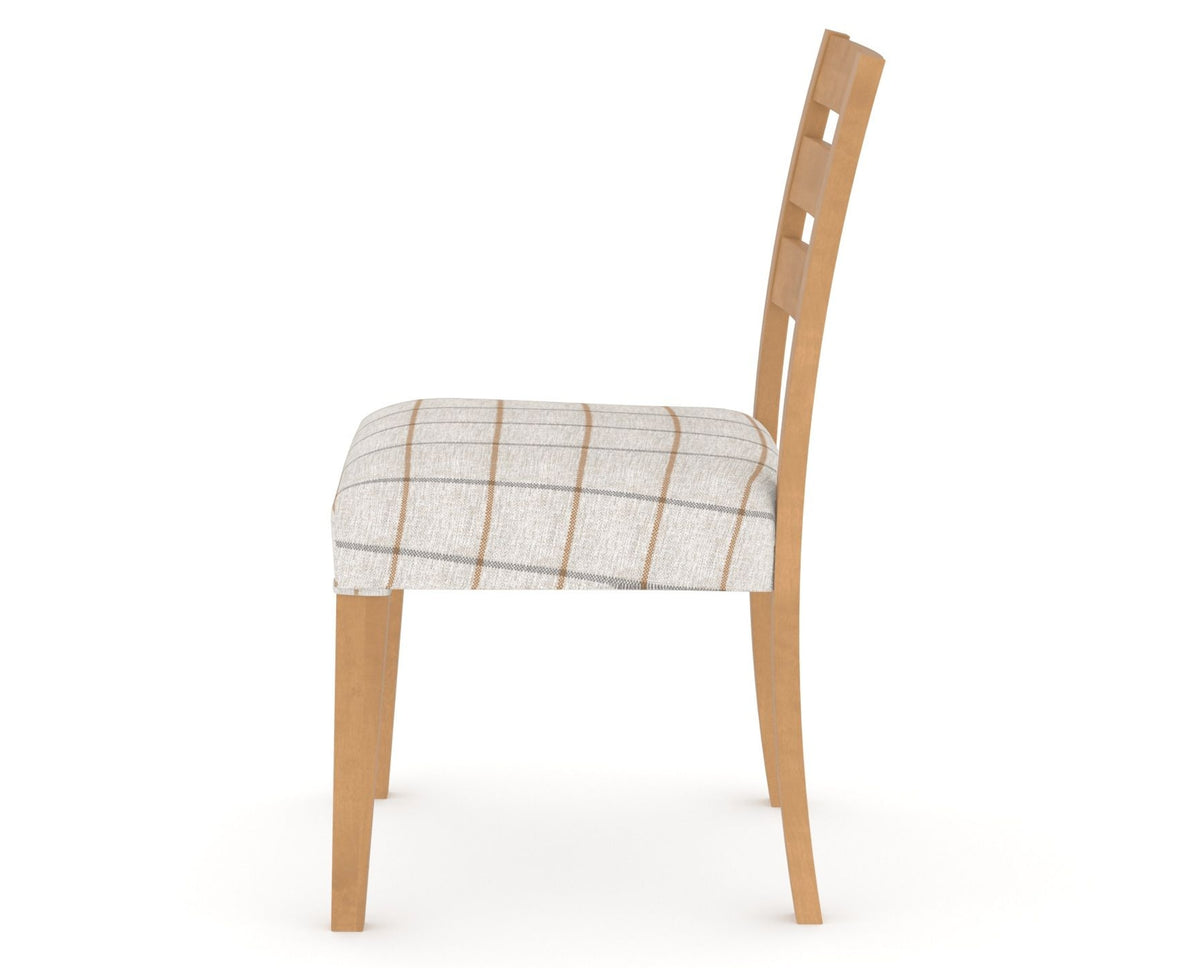 Canadel Upholstered Dining Chair 5039 in OZ Fabric and 20 Caramel Washed, side view