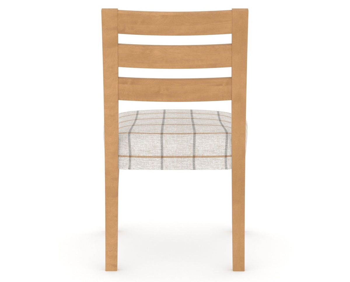 Canadel Upholstered Dining Chair 5039 in OZ Fabric and 20 Caramel Washed, back view