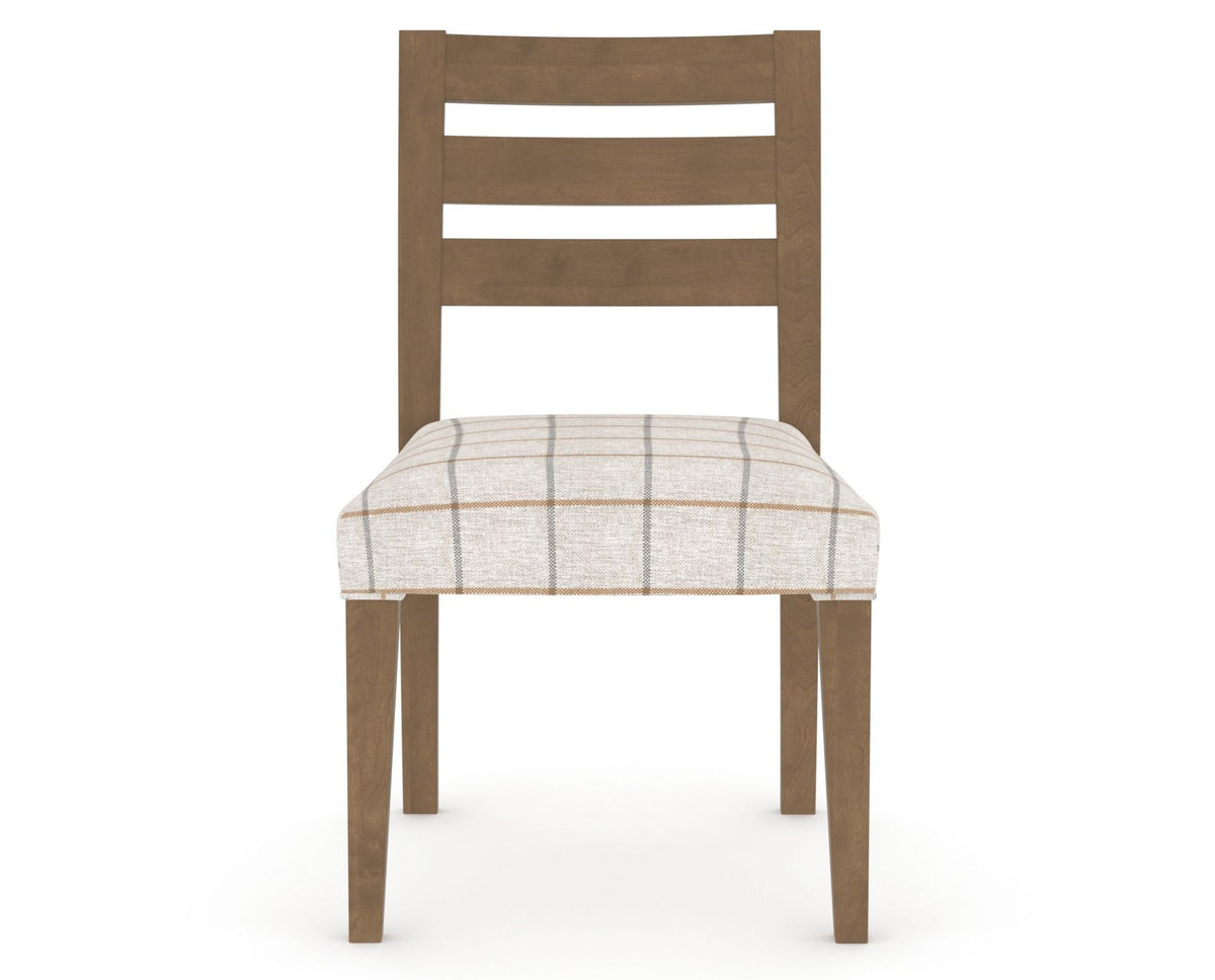 Canadel Upholstered Dining Chair 5039 in OZ Fabric and 25 Pecan Washed, front view