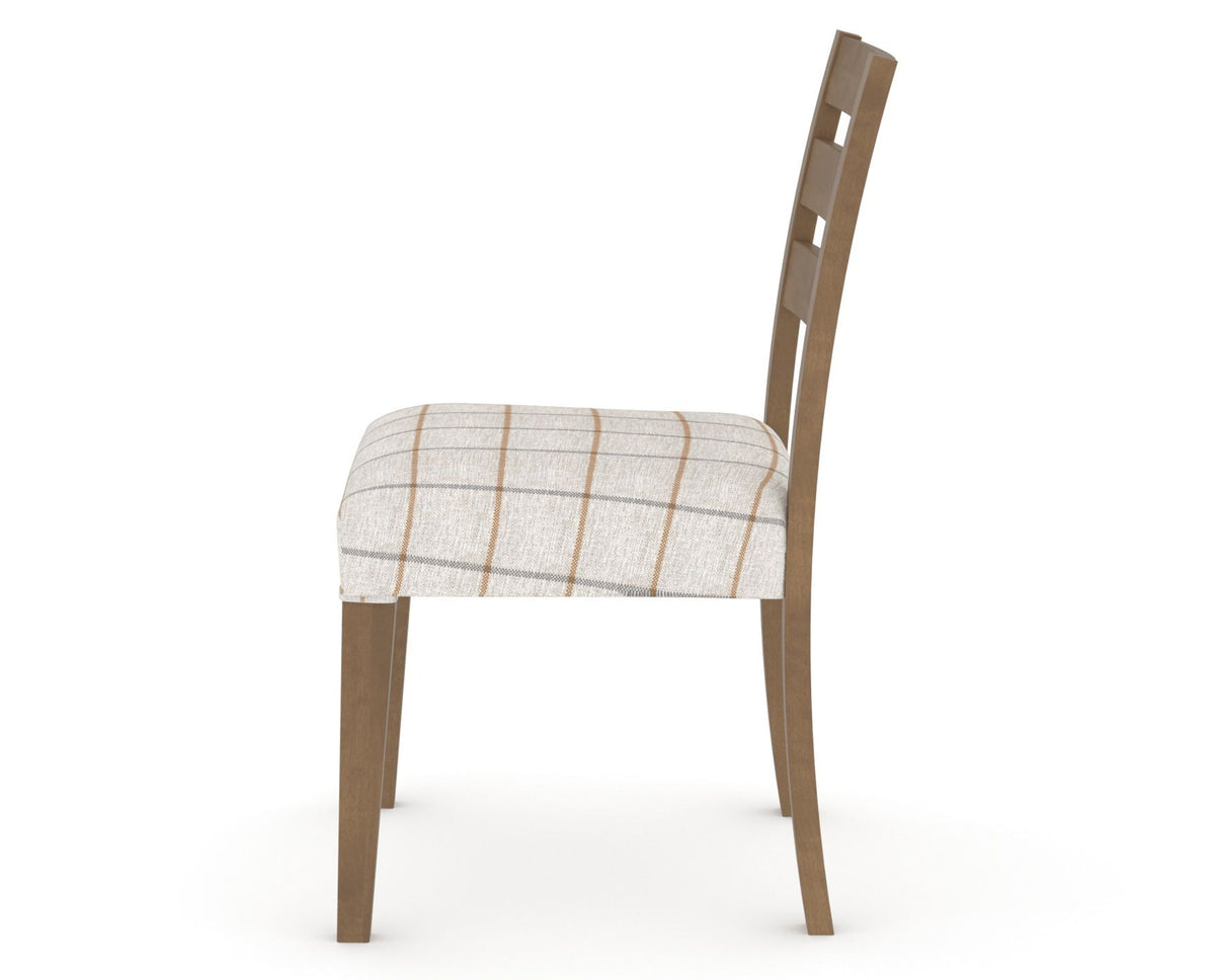 Canadel Upholstered Dining Chair 5039 in OZ Fabric and 25 Pecan Washed, side view