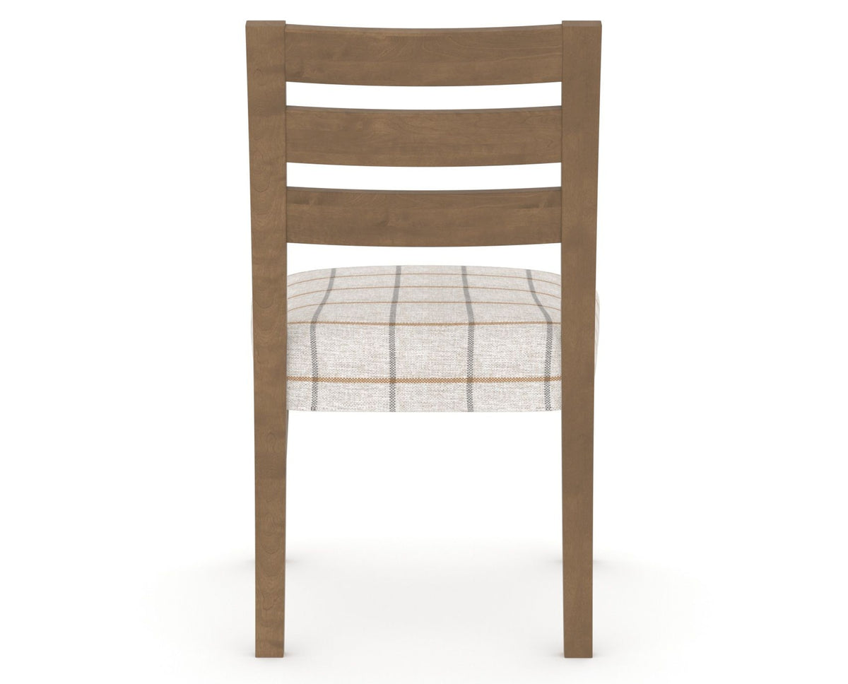 Canadel Upholstered Dining Chair 5039 in OZ Fabric and 25 Pecan Washed, back view