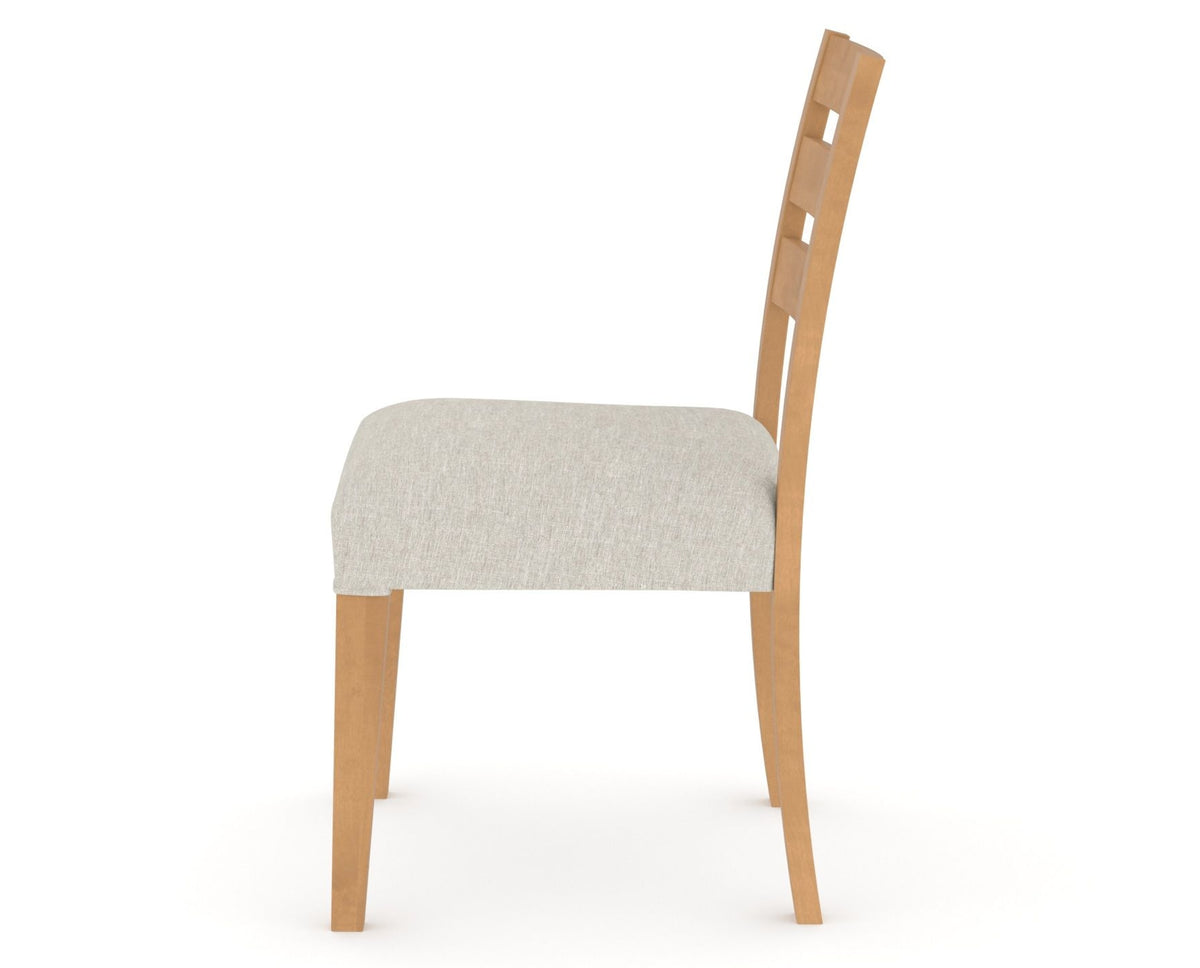 Canadel Upholstered Dining Chair 5039 in TB Fabric and 20 Caramel Washed, side view