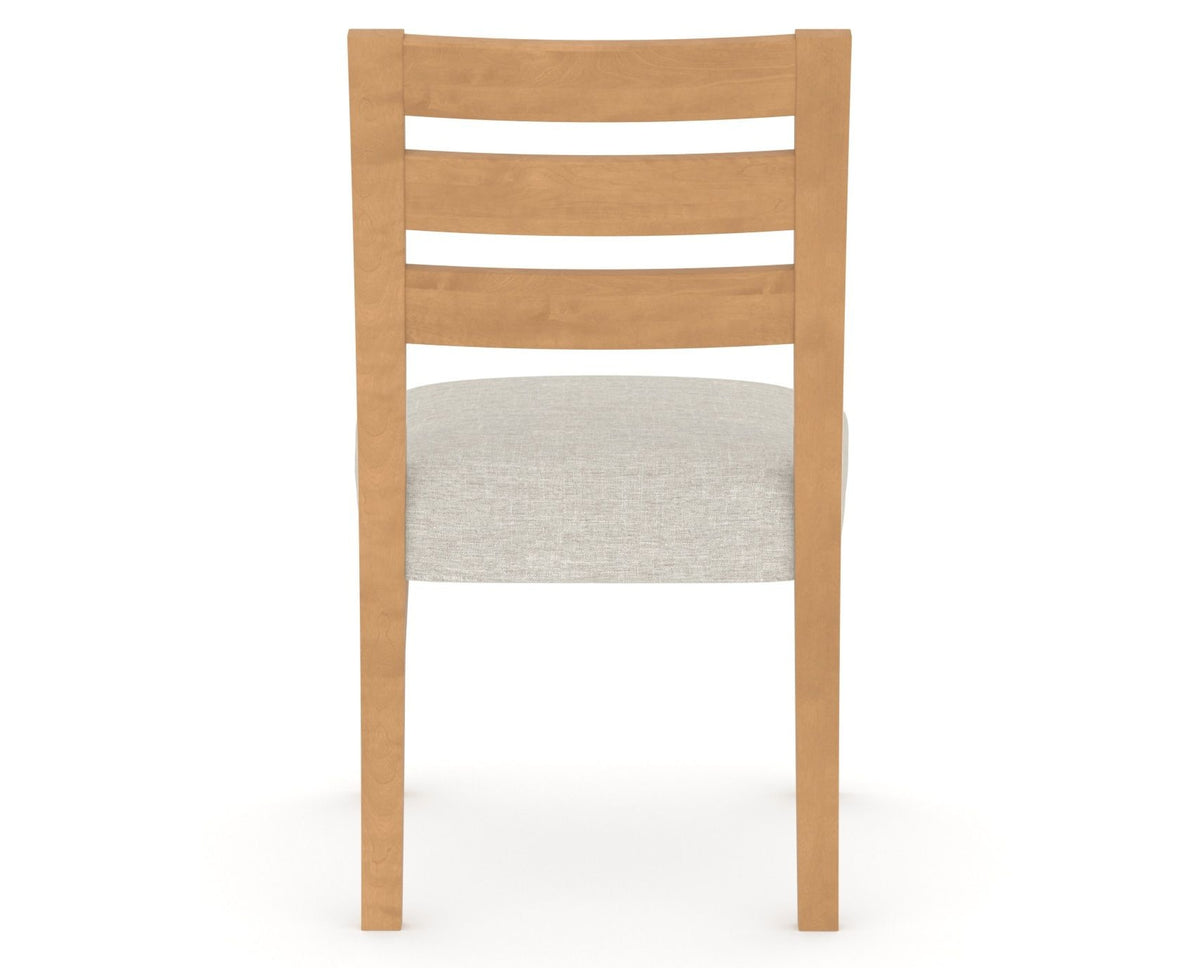 Canadel Upholstered Dining Chair 5039 in TB Fabric and 20 Caramel Washed, back view