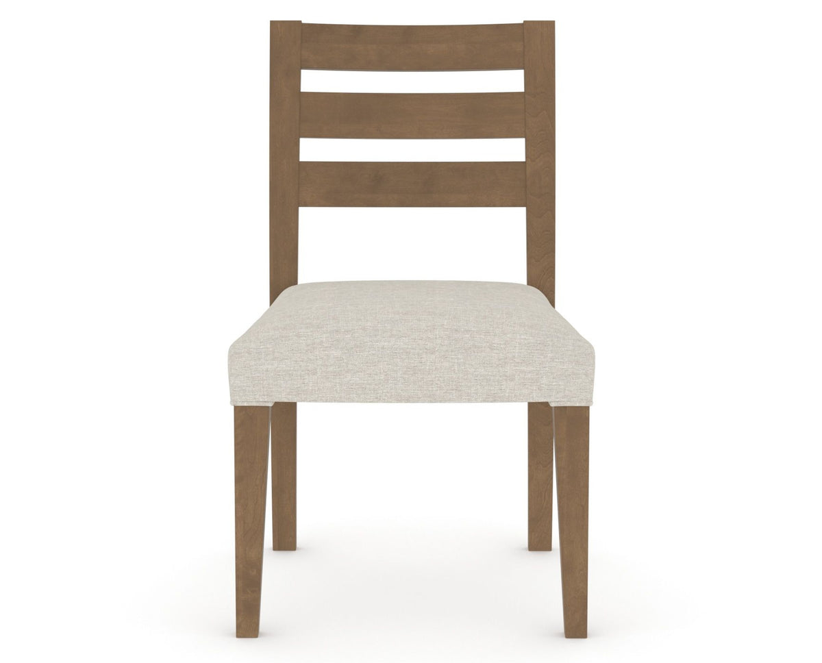 Canadel Upholstered Dining Chair 5039 in TB Fabric and 25 Pecan Washed, front view