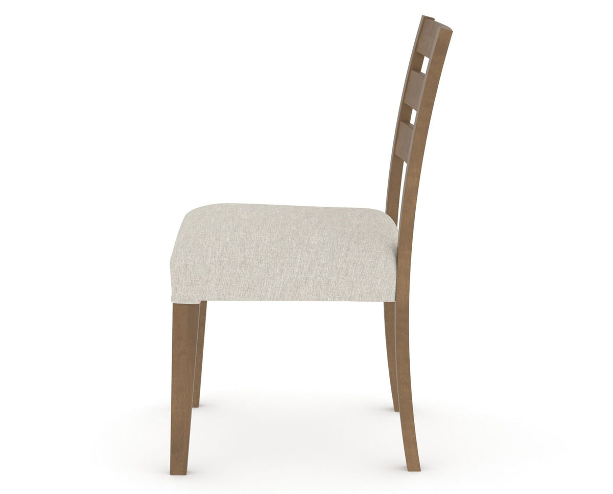 Canadel Upholstered Dining Chair 5039 in TB Fabric and 25 Pecan Washed, side view
