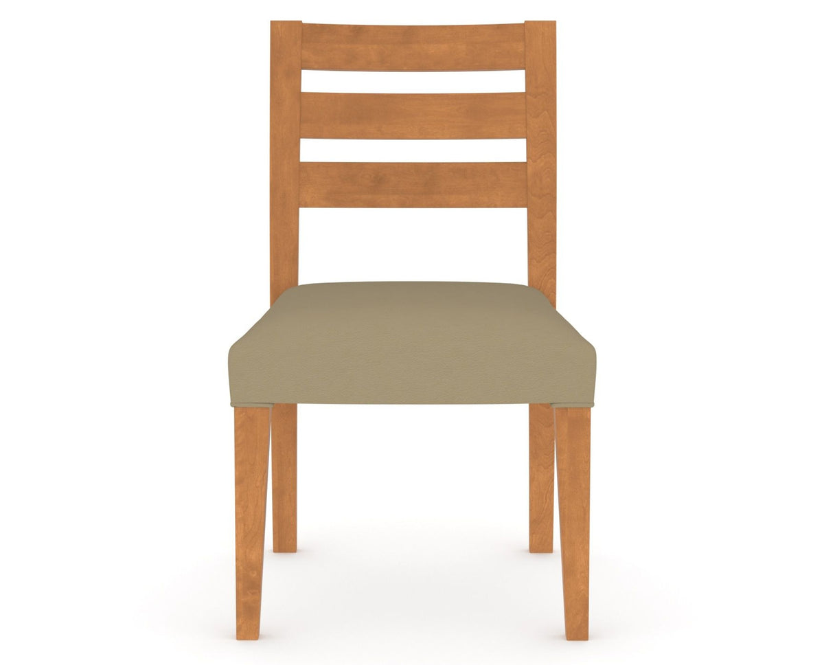Canadel Upholstered Dining Chair 5039 in XY Faux Leather and 01 Honey Washed, front view