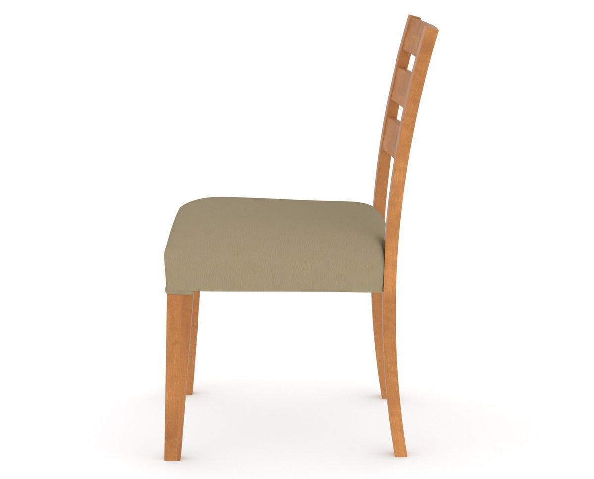 Canadel Upholstered Dining Chair 5039 in XY Faux Leather and 01 Honey Washed, side view