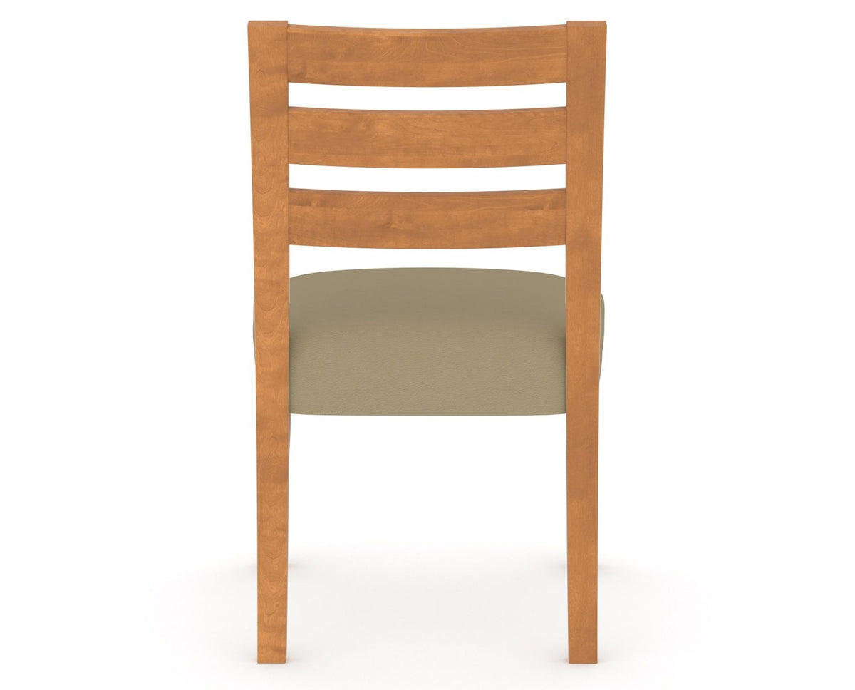 Canadel Upholstered Dining Chair 5039 in XY Faux Leather and 01 Honey Washed, back view