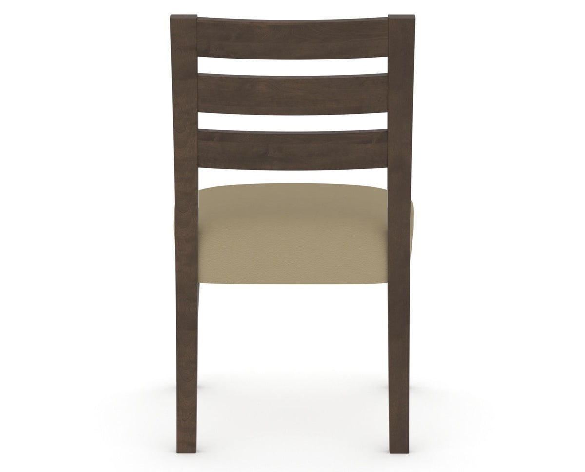 Canadel Upholstered Dining Chair 5039 in XY Faux Leather and 29 Hazelnut Washed, back view