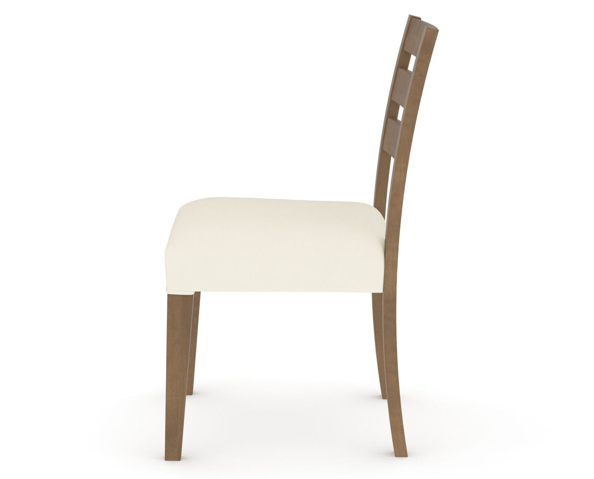 Canadel Upholstered Dining Chair 5039 in YJ Faux Leather and 25 Pecan Washed, side view