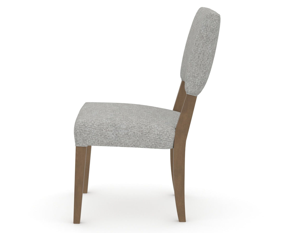 Canadel Upholstered Dining Chair 5051 in 7C Fabric and 25 Pecan Washed, side view