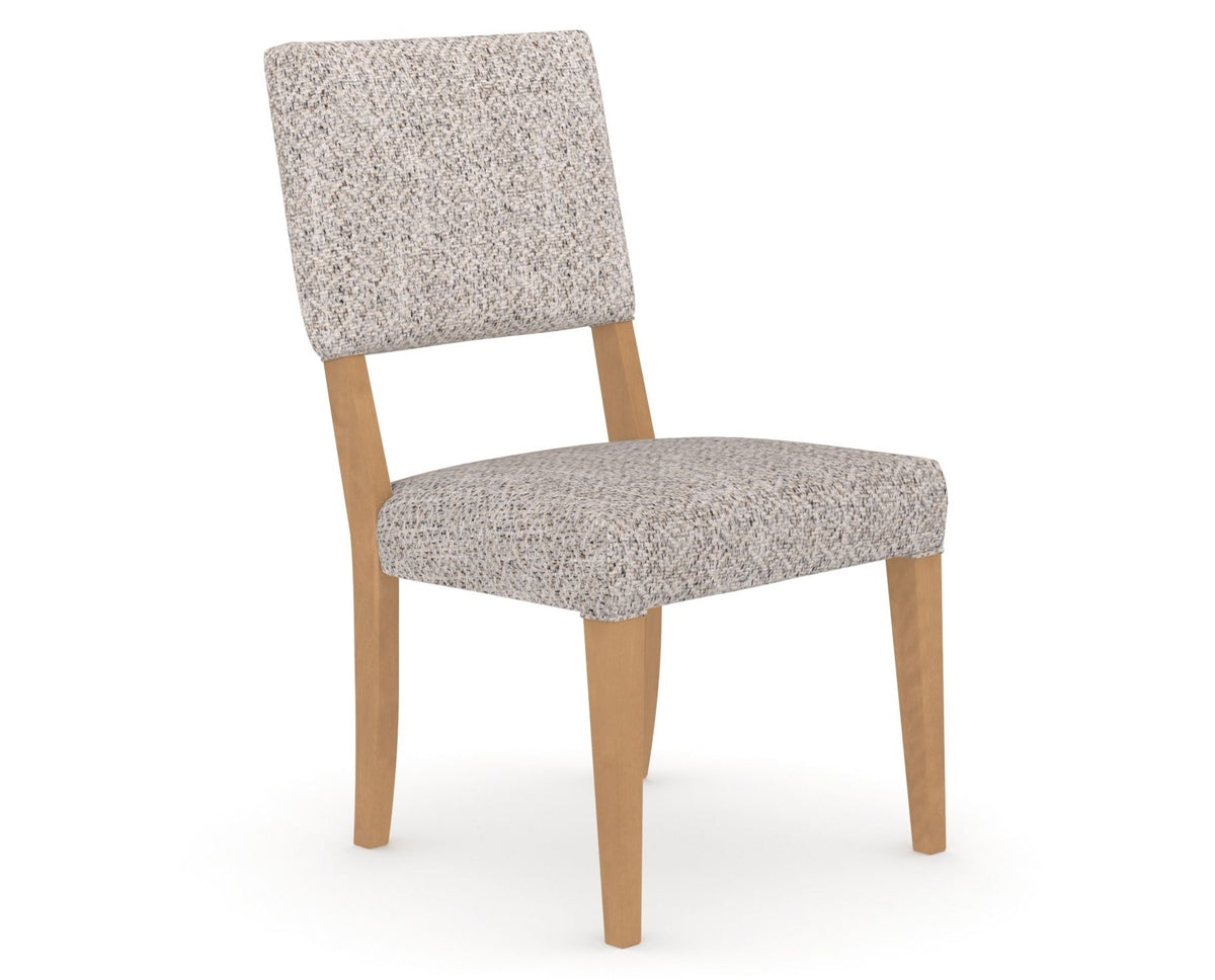 Canadel Upholstered Dining Chair 5051 in FP Crypton® and 20 Caramel Washed, three-quarter view