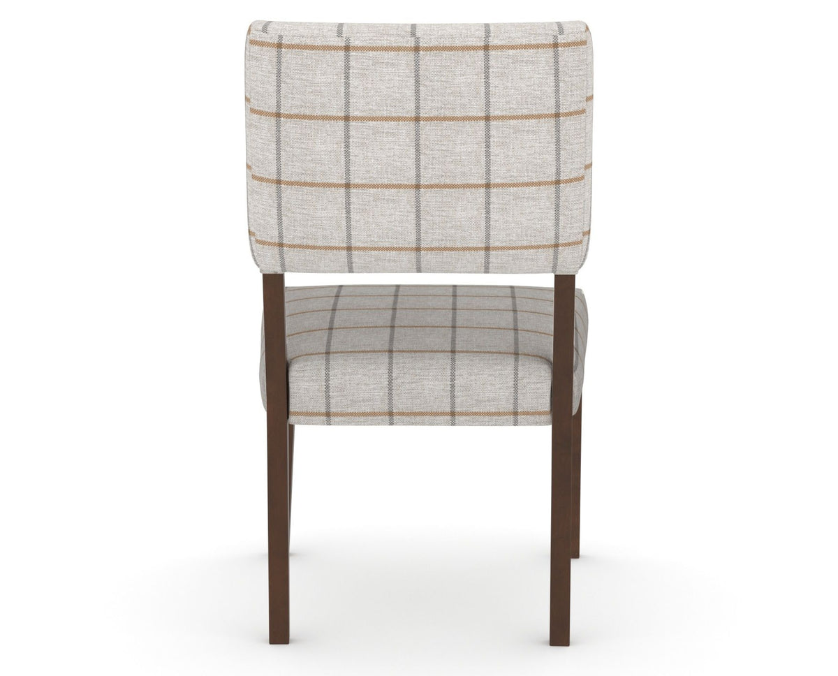 Canadel Upholstered Dining Chair 5051 in OZ Fabric and 19 Cognac Washed, back view
