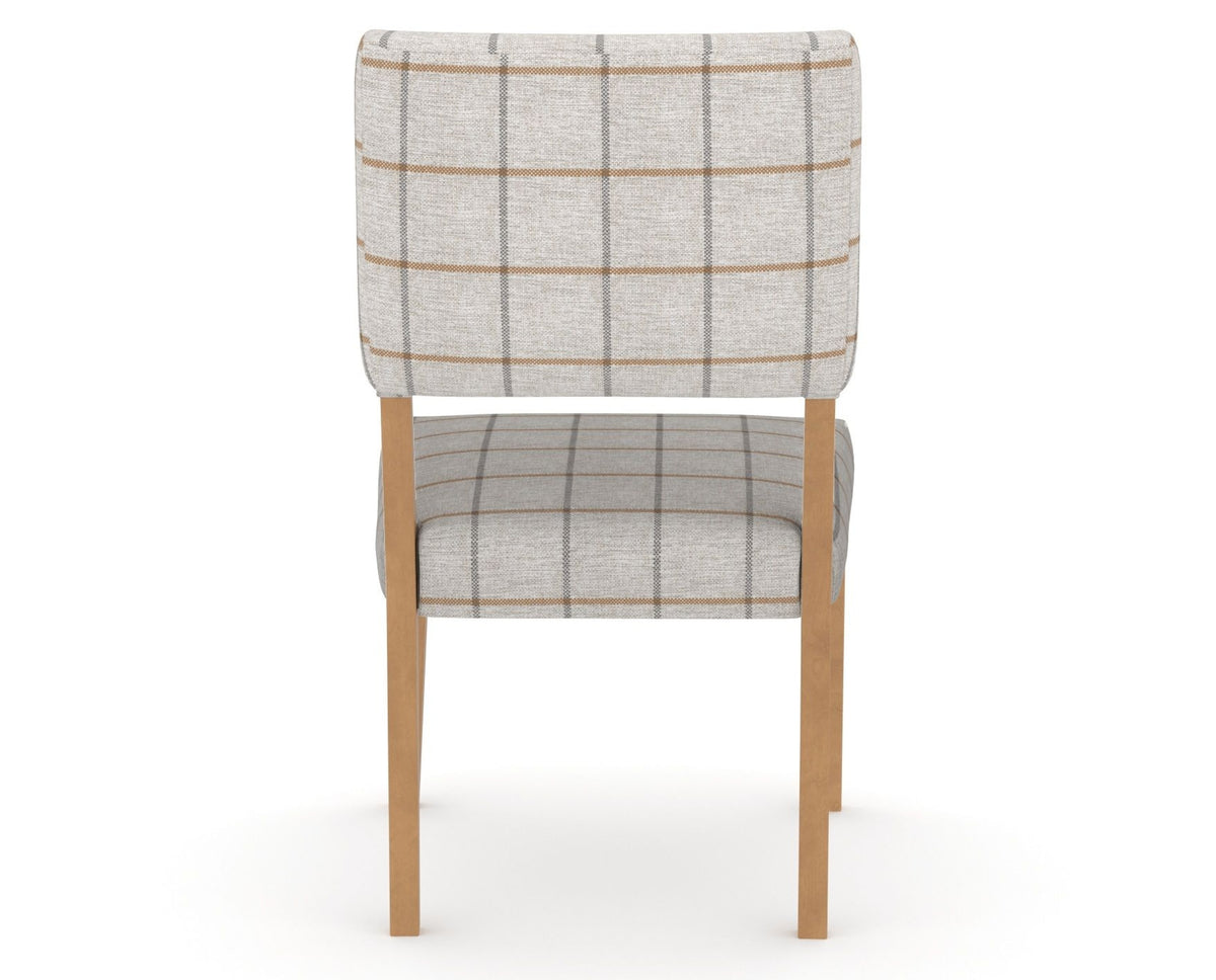 Canadel Upholstered Dining Chair 5051 in OZ Fabric and 20 Caramel Washed, back view