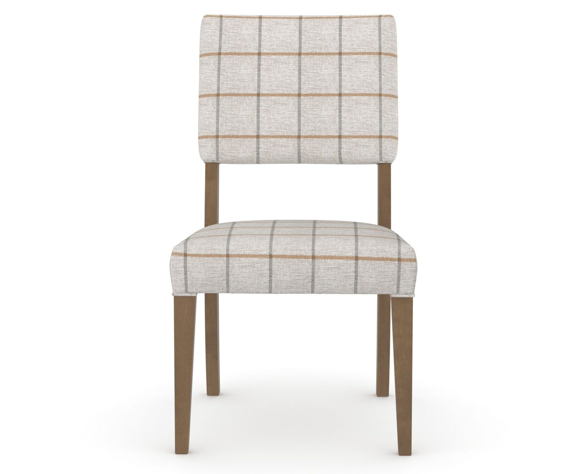 Canadel Upholstered Dining Chair 5051 in OZ Fabric and 25 Pecan Washed, front view